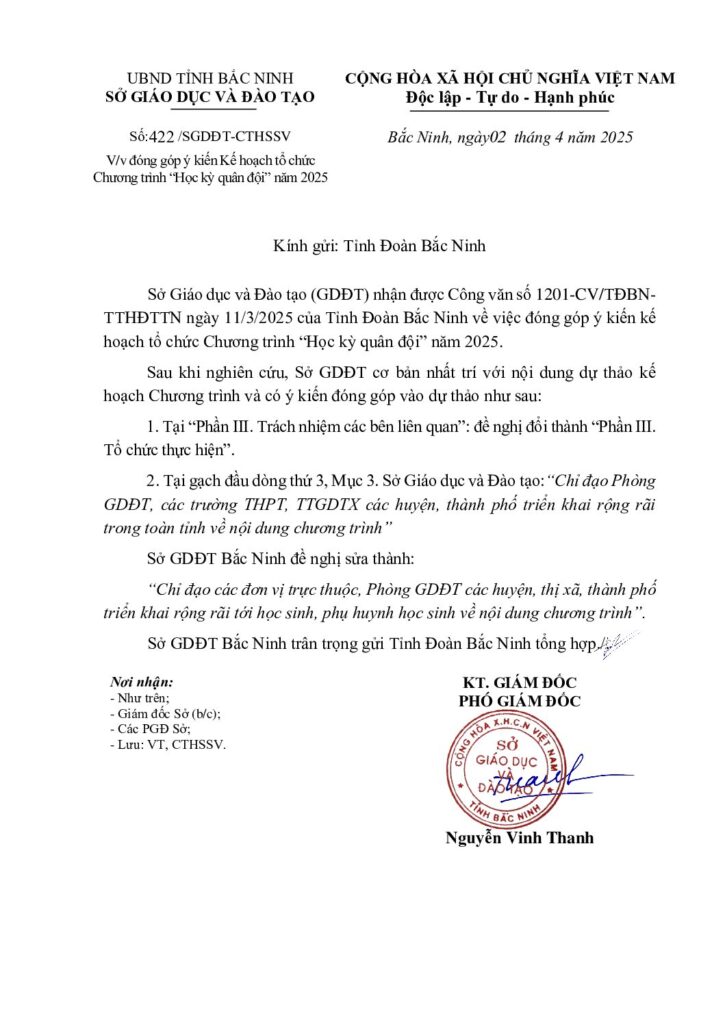 Đóng góp ý kiến Kế hoạch tổ chức Chương trình “Học kỳ trong quân đội” năm 2025