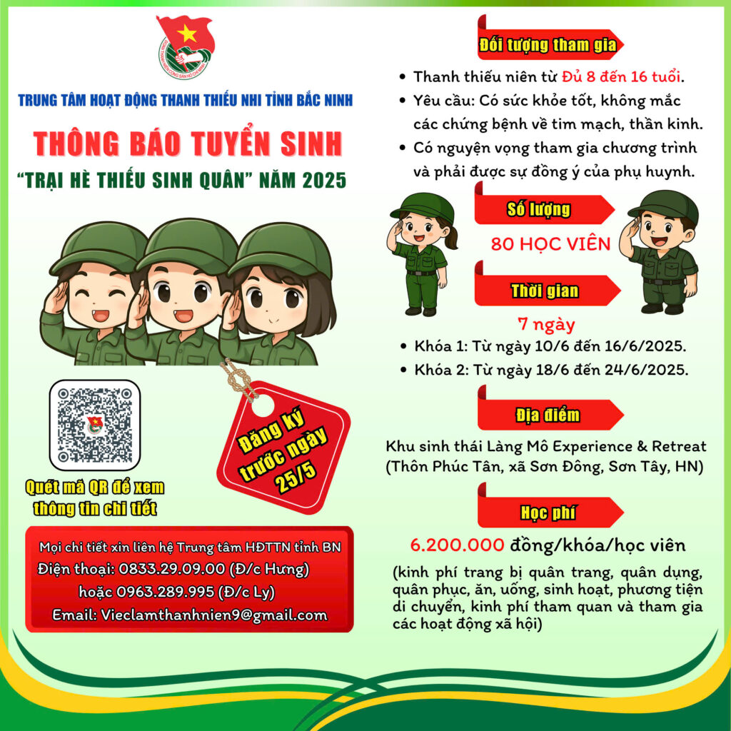 Thông báo tuyển sinh “Trại hè thiếu sinh quân” năm 2025