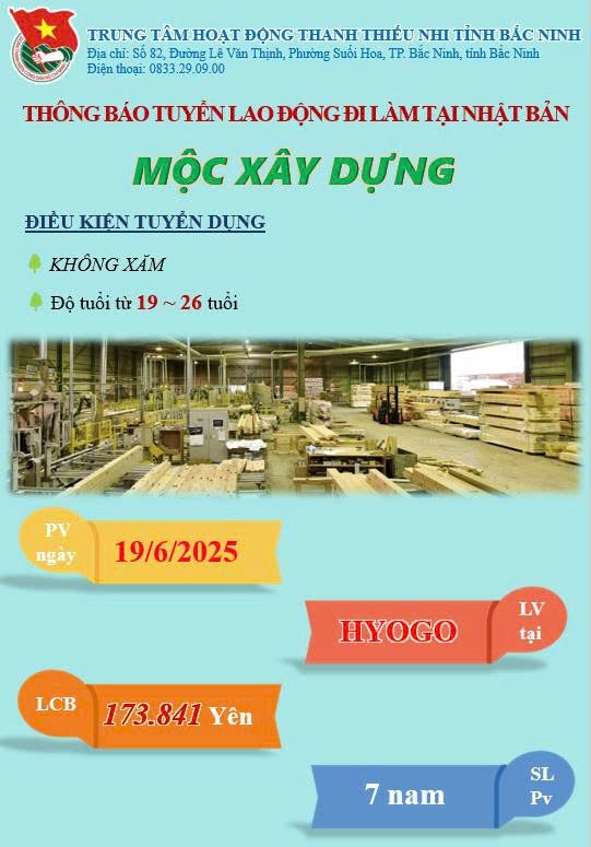 Tuyển dụng lao động nam đi làm tại Nhật Bản
